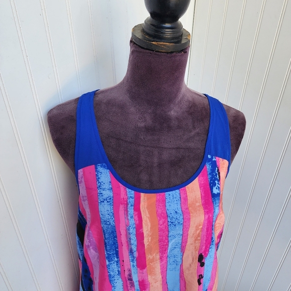 Candie's Tank Top Sleeveless Multicolor Floral Print Lightweight Assymetric Sz M - Picture 2 of 9